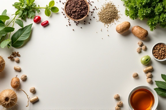 Diverse natural herbs and supplements