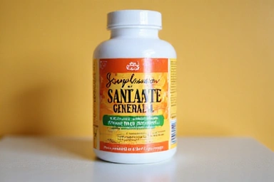 Flacon de Supliment pentru Sănătate Generală, cu etichetă care inspiră vitalitate.