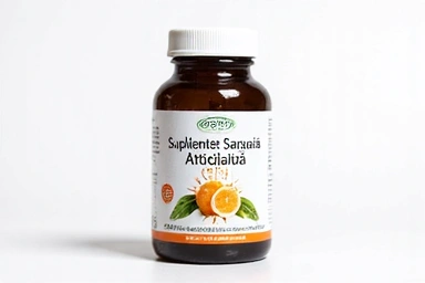 Flacon de Supliment pentru Sănătatea Articulațiilor, cu etichetă ce prezintă flexibilitate și mișcare.